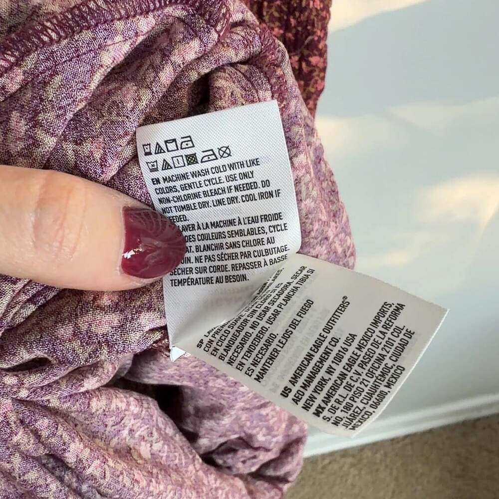 American Eagle Outfitters Burgundy Floral Midi Dress Size Large Women’s - Picture 6 of 8